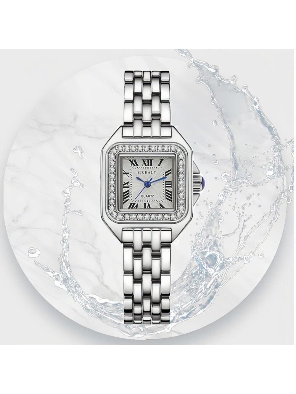 Women's Silver White Crystal Roman Dial Bangle Stainless Steel Ladies Wristwatch - Picture 7 of 7